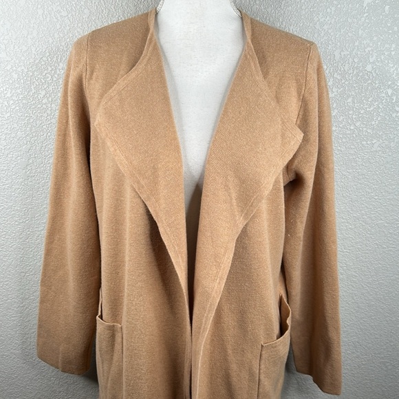 J. Crew 365 Tan Cardigan Open Minimalist Classic Merino Wool Blend Blazer Size M - Picture 2 of 7